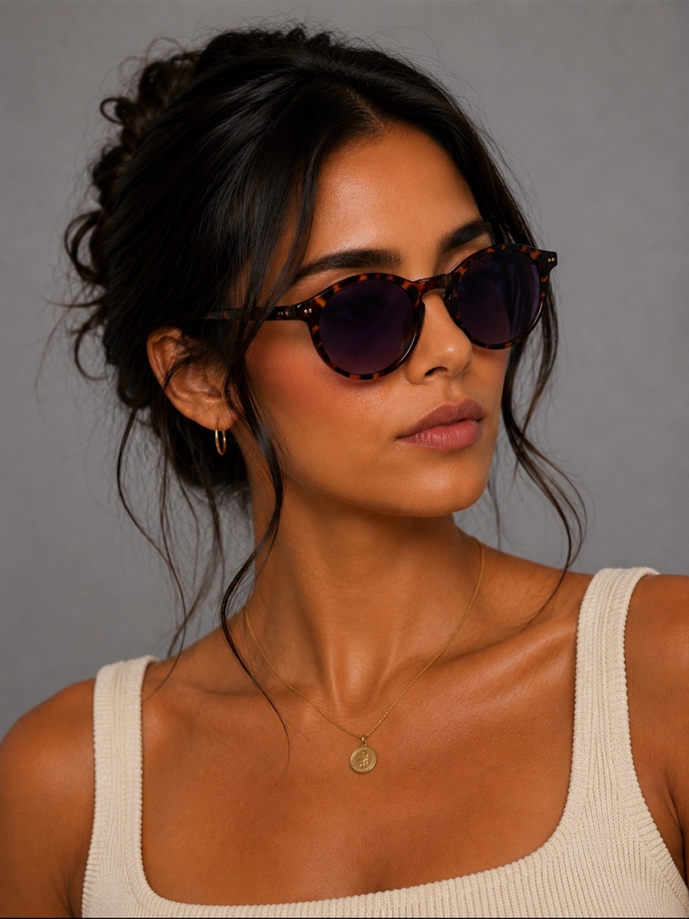 Tortoise Shell Sunglasses with Purple Lenses - Picture 16 of 16
